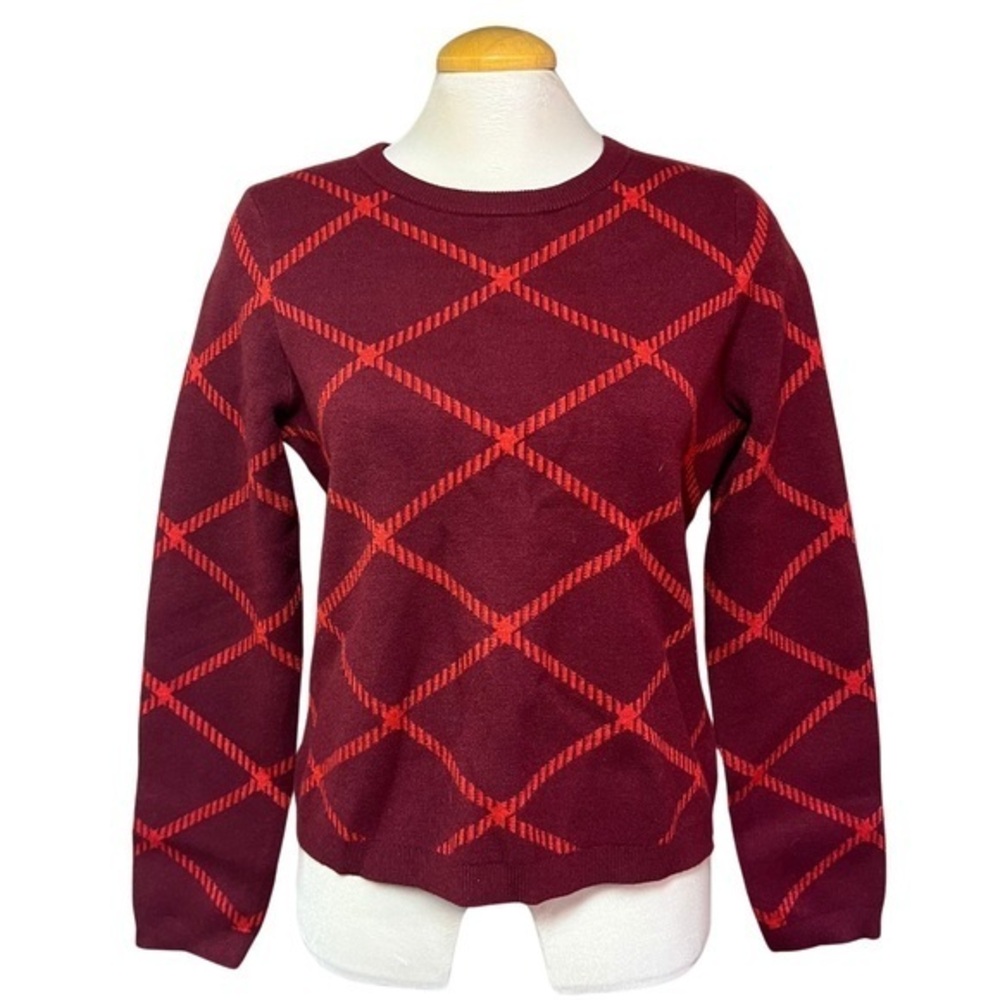 Red Tahari Women's Size Large Diamond Patterned Red Sweater